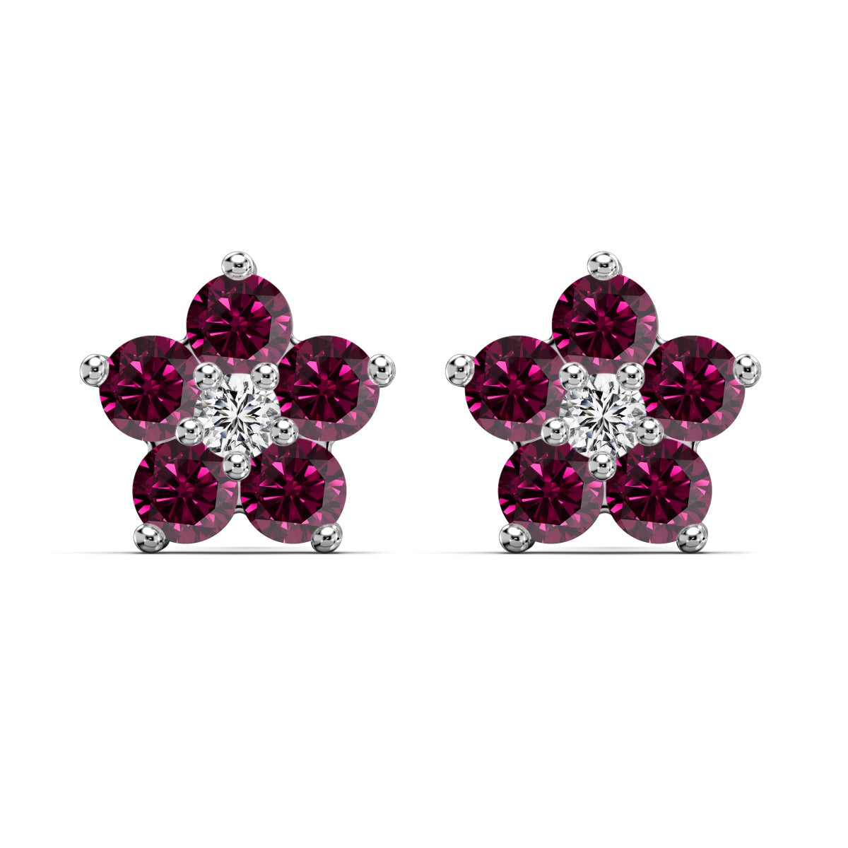 Kolczyki srebrne rodowane z cyrkoniami kwiatki Florisse Rosé