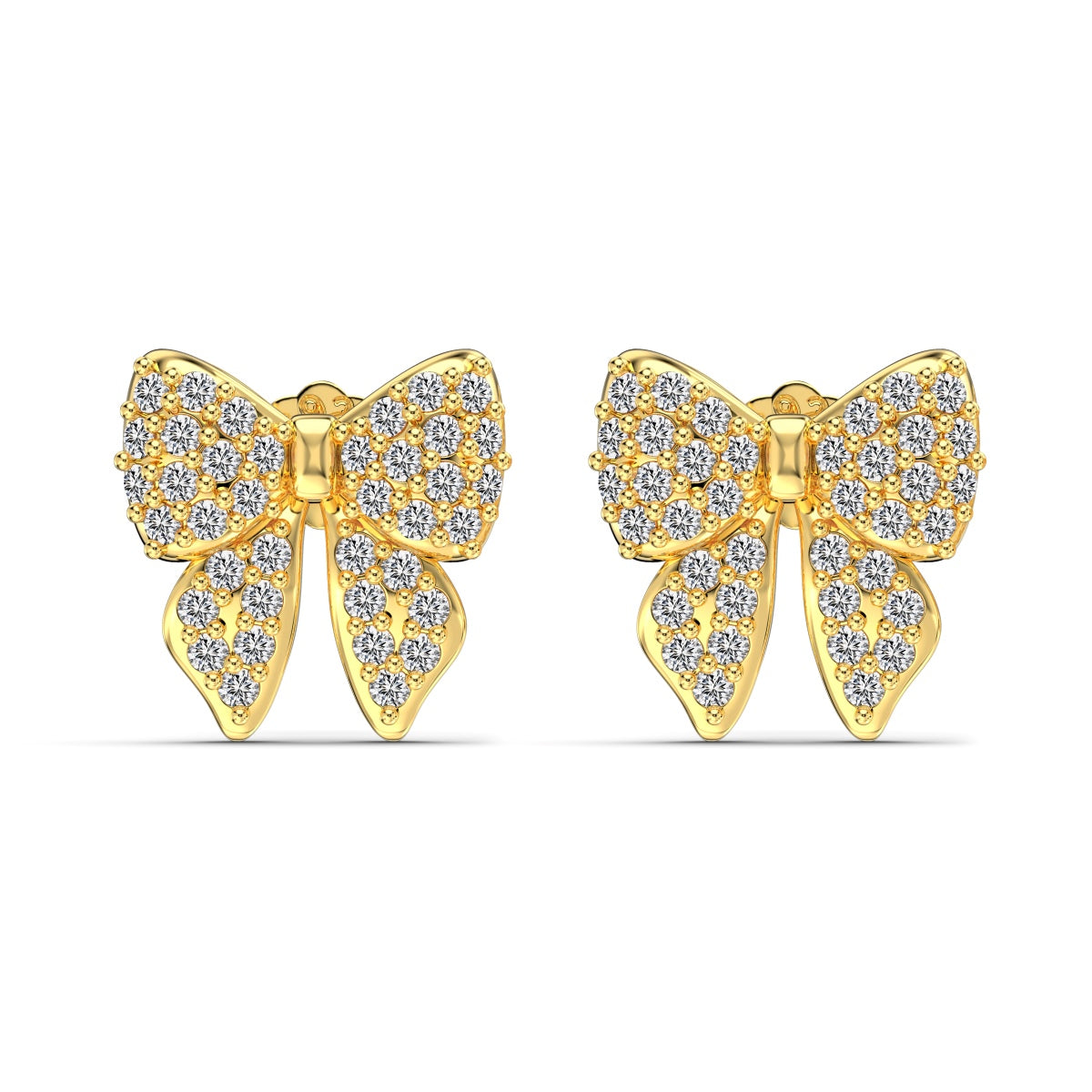 Kolczyki srebrne pozłacane kokardki z cyrkoniami Sparkle Ribbon Kolczyki