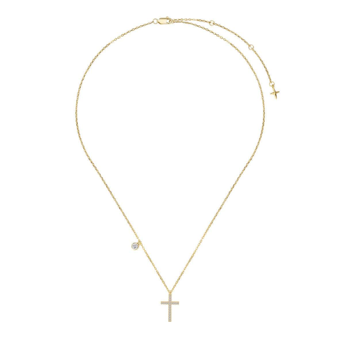 Naszyjnik srebrny pozłacany z krzyżykiem i cyrkoniami Celestial Cross