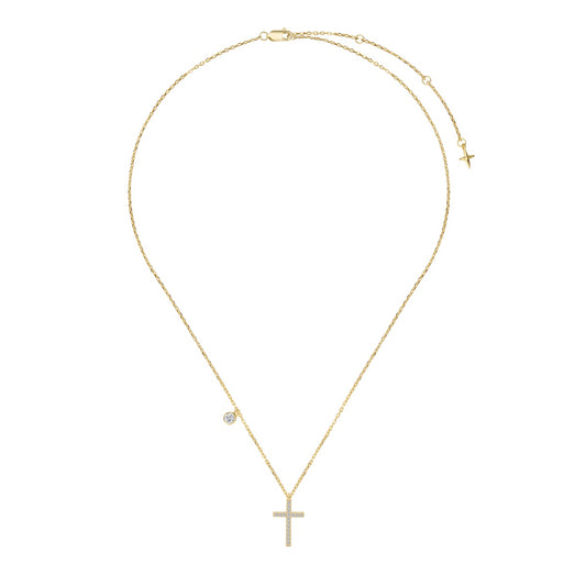 Sterling Silver Gold Plated Necklace Celestial Cross