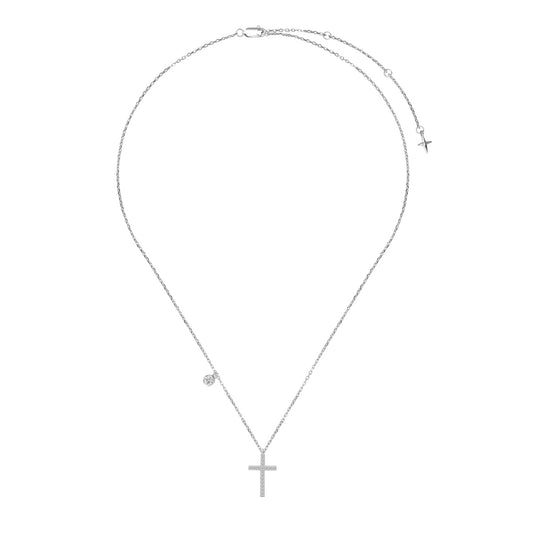 Sterling Silver Rhodium Plated Necklace Celestial Cross