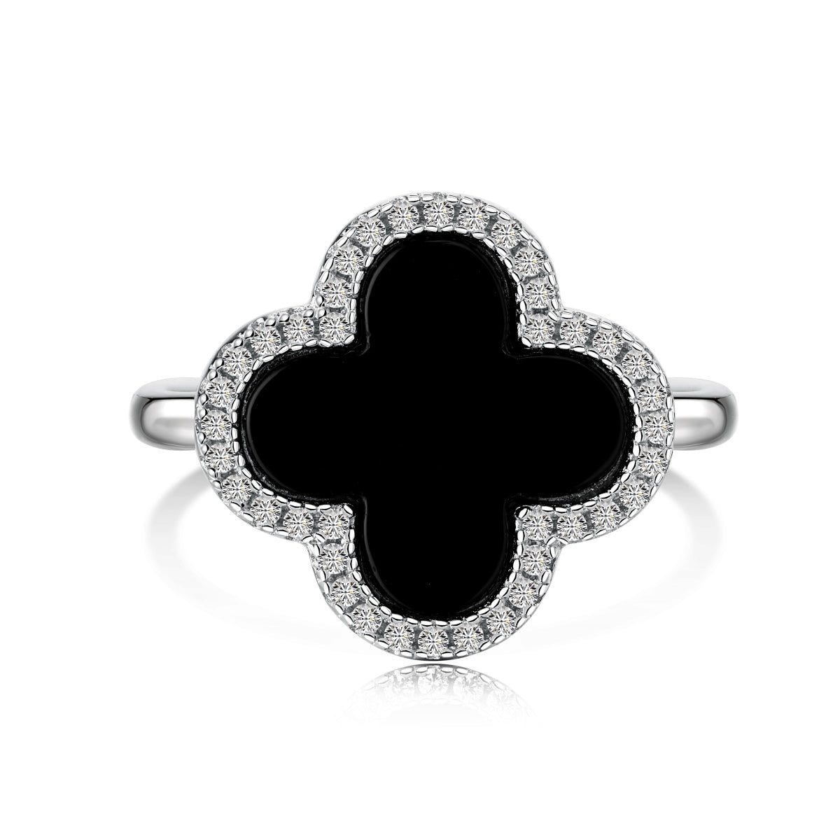 Fine 925 Sterling Silver Four Leaf Clover Cocktail Ring - Milgrain Edge, Filigree Design (Size 9.5)