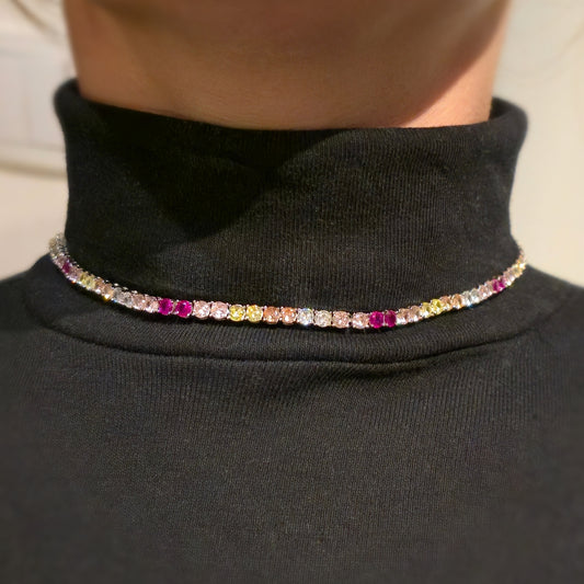 Choker srebrny rodowany tenisowy z cyrkoniami 3.5mm Coral Obsession