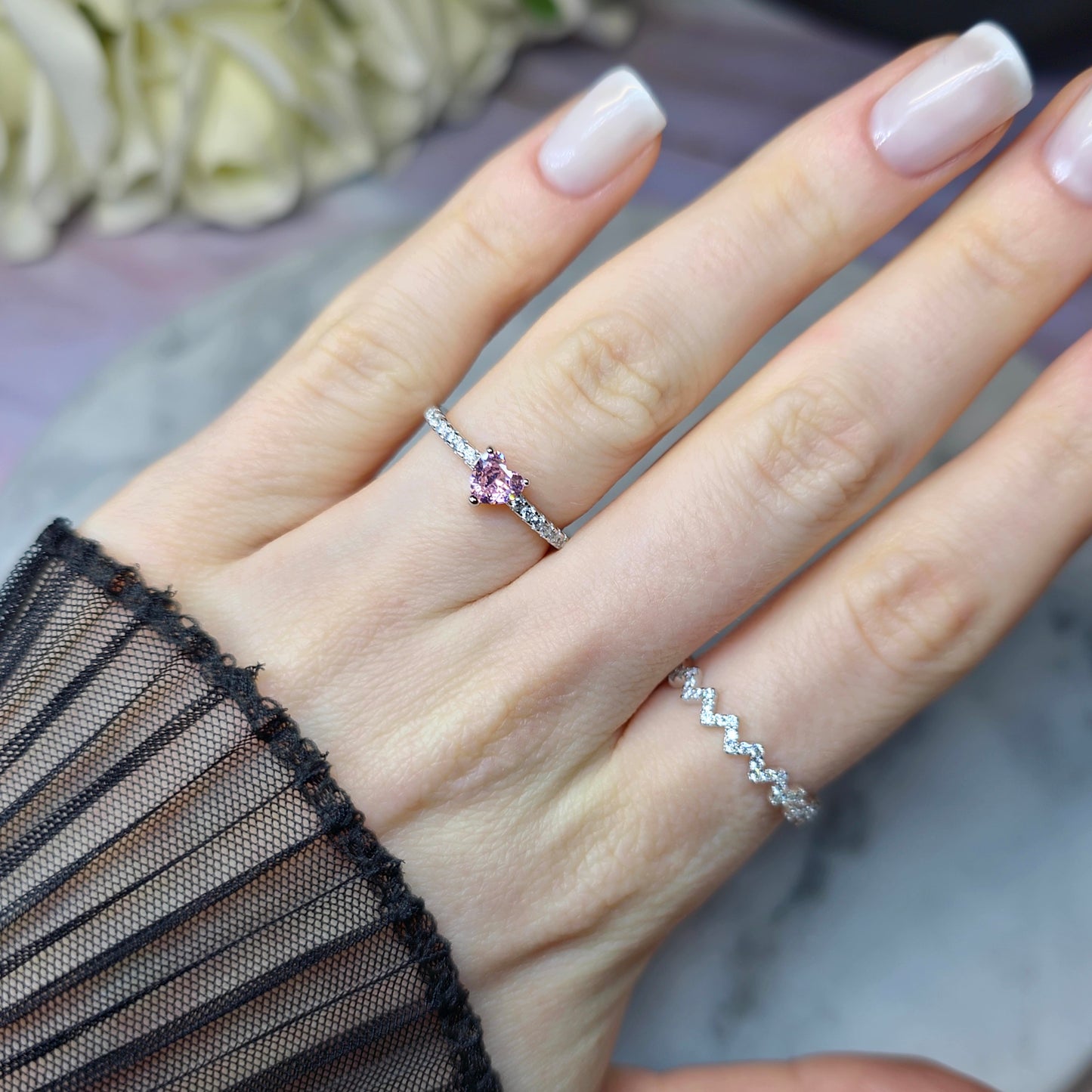 Sweetheart Pink Sparkle Pierścionek S925