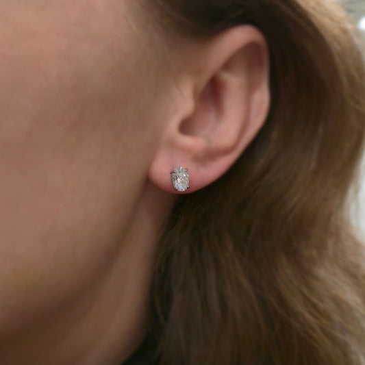 Kolczyki srebrne rodowane z owalną cyrkonią 1.5ct Imperial Radiance