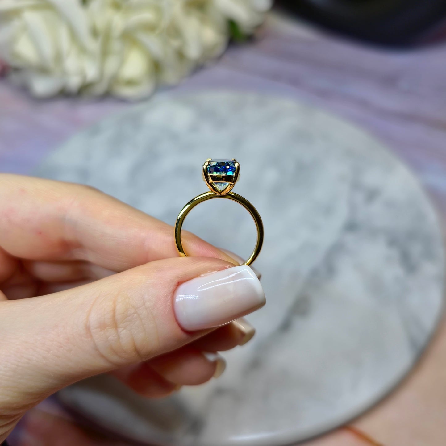 Imperial Blue Abyss Pierścionek S925 18K