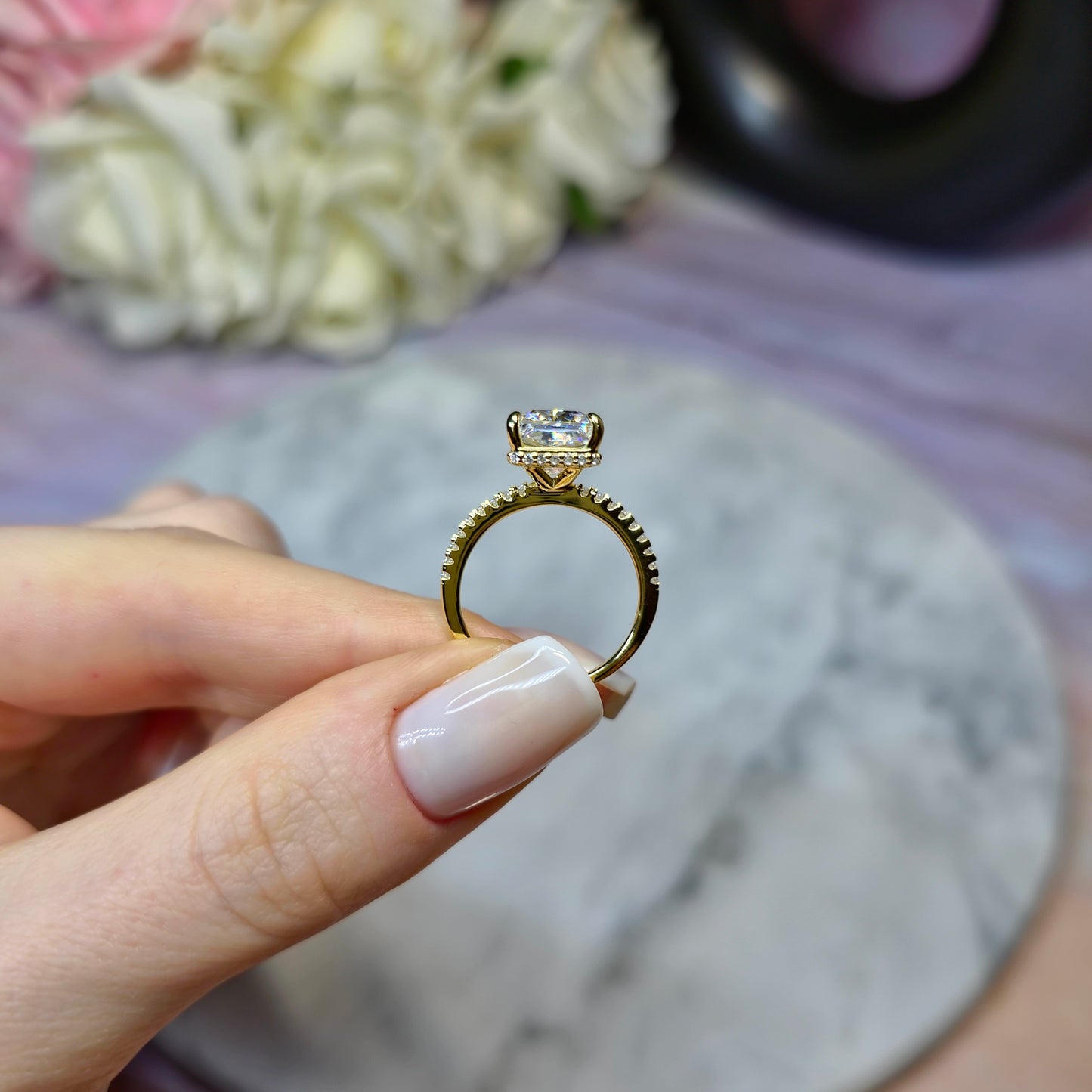 Sterling Silver 18k Gold Plated Ring Rectangular 4ct Ice Queen Jewel