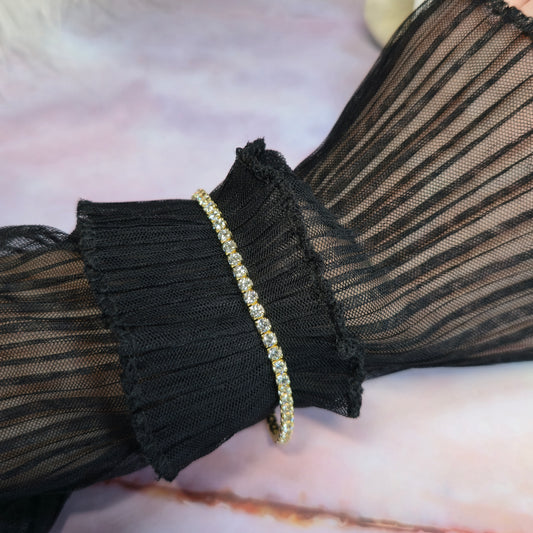 Bransoletka srebrna pozłacana tenisowa z cyrkoniami 3mm Supreme Diamond