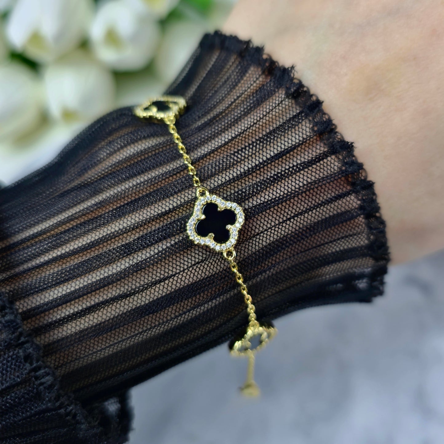 Four-Leaf Clover Bransoletka S925 18K