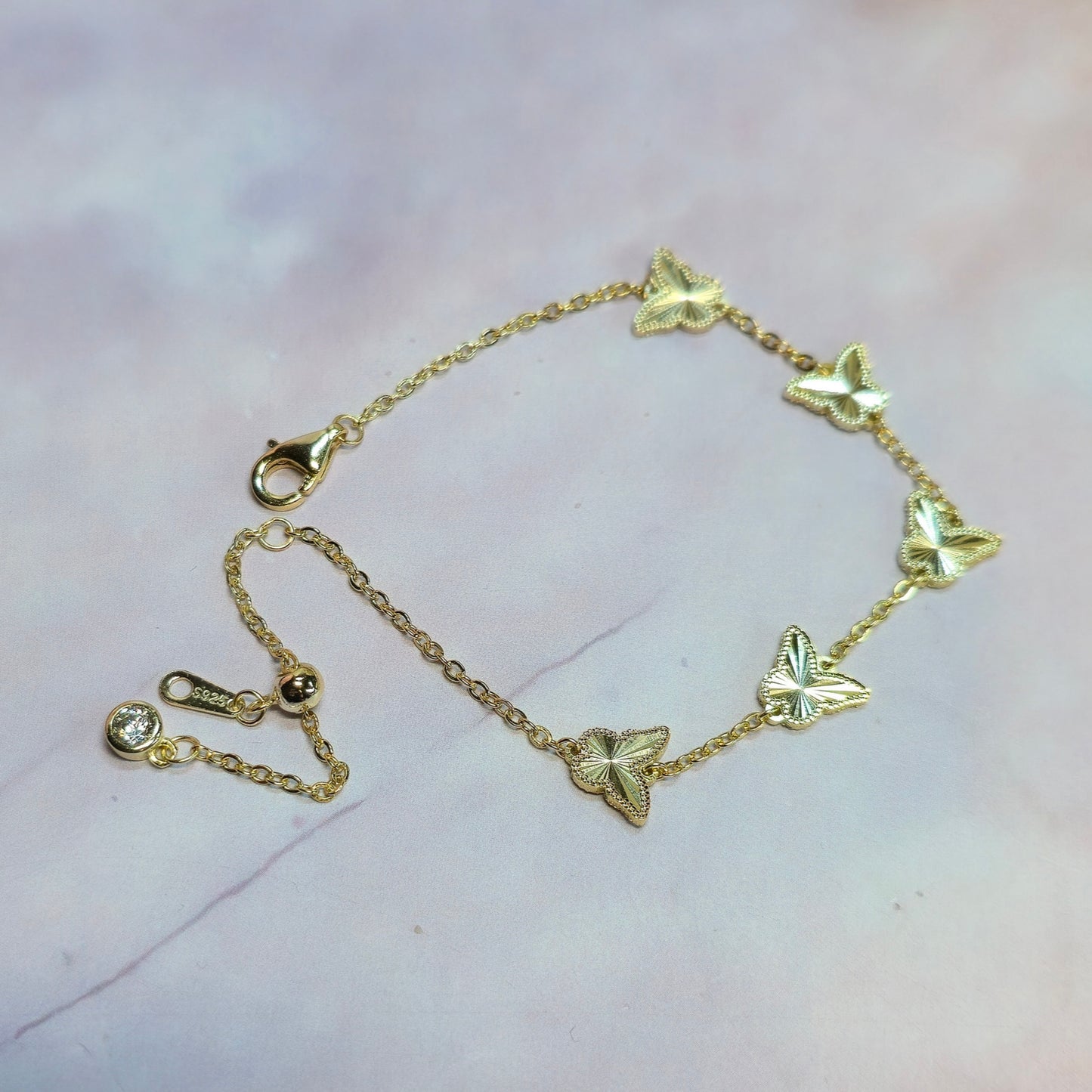 Bransoletka srebrna pozłacana z motylami Papillon Royale