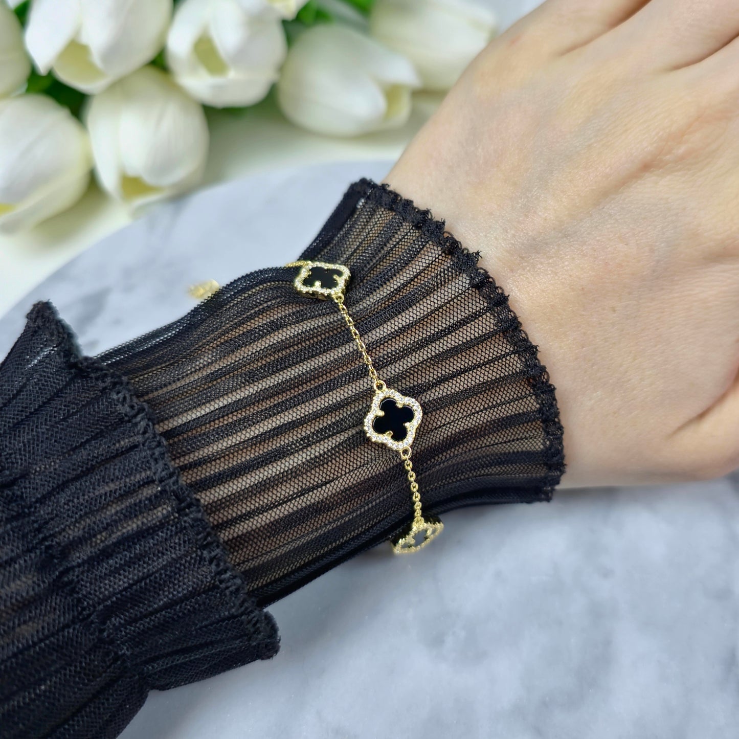 Four-Leaf Clover Bransoletka S925 18K