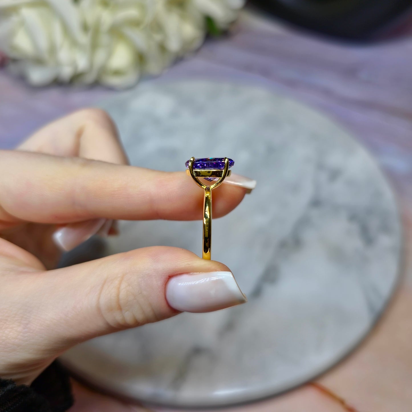 Imperial Dark Plum Pierścionek S925 18K