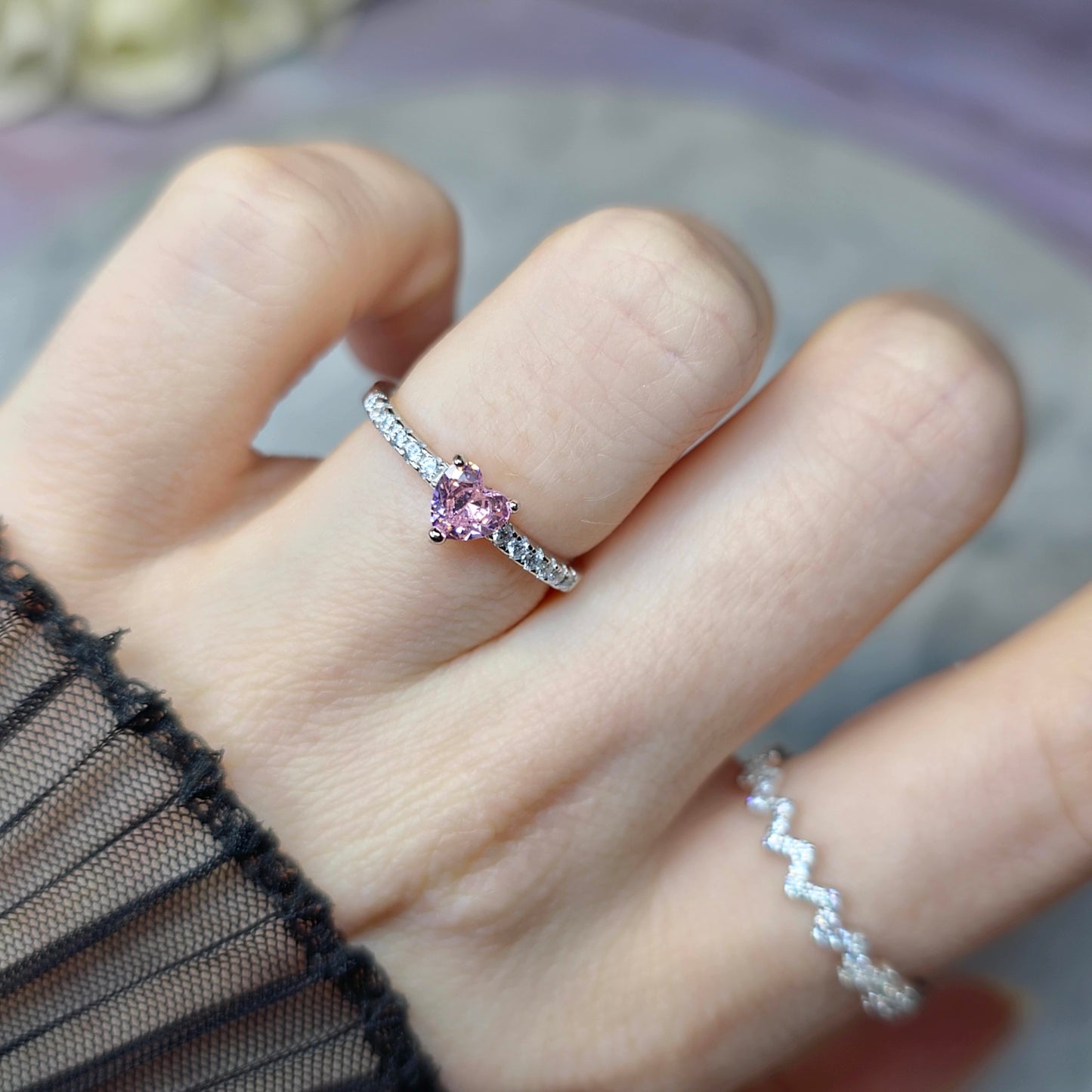 Sweetheart Pink Sparkle Pierścionek S925