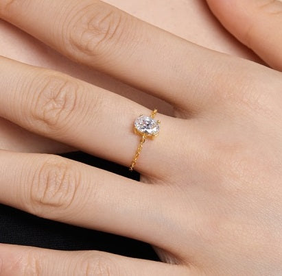 Chic Oval Ice Pierścionek S925 18K