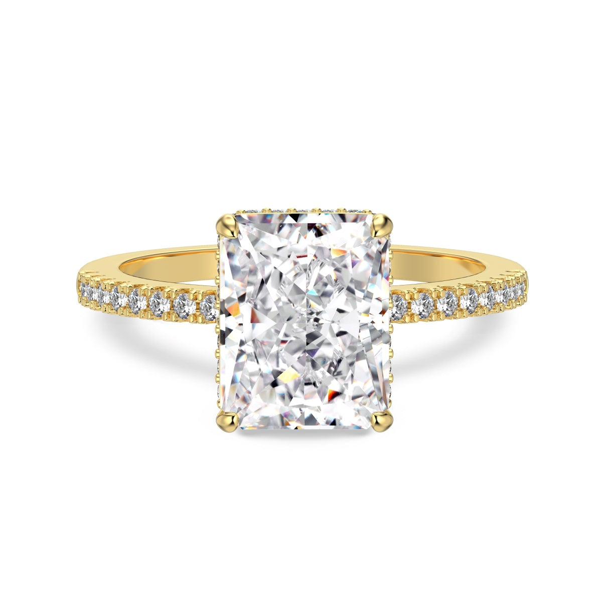 Sterling Silver 18k Gold Plated Ring Rectangular 4ct Ice Queen Jewel