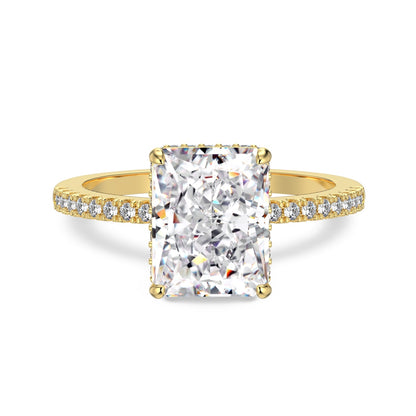 Sterling Silver 18k Gold Plated Ring Rectangular 4ct Ice Queen Jewel