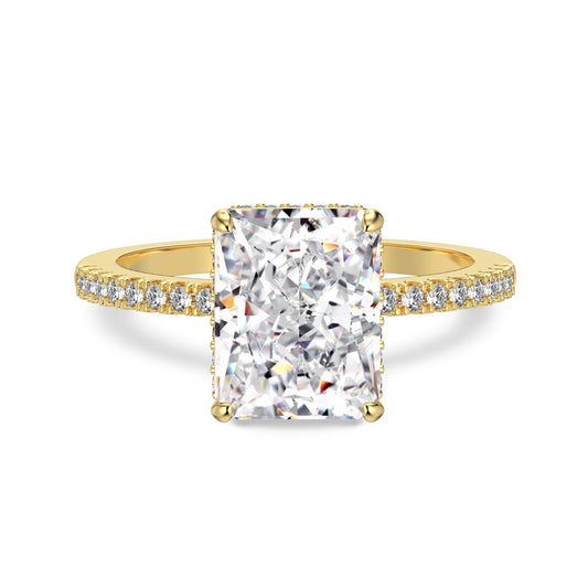 Sterling Silver 18k Gold Plated Ring Rectangular 4ct Ice Queen Jewel