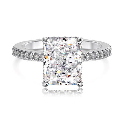 Sterling Silver Rhodium Plated Ring Rectangular 4ct Ice Queen Crystal