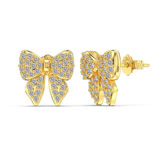 Sparkle Ribbon Kolczyki S925 18K