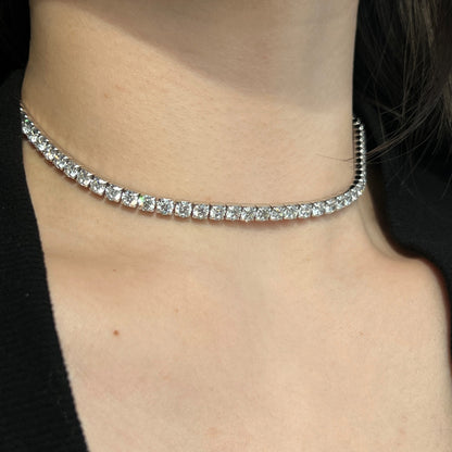 Choker srebrny rodowany tenisowy z cyrkoniami 4mm Diamond Brilliance