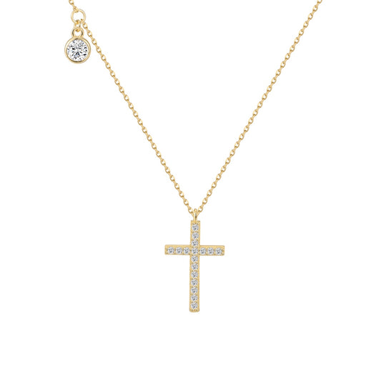 Sterling Silver Gold Plated Necklace Celestial Cross