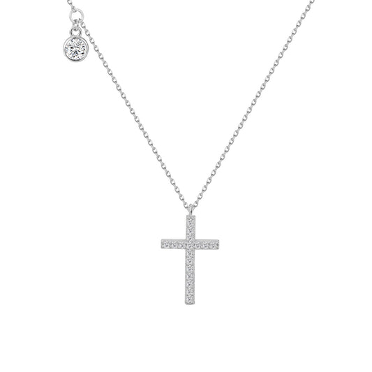 Sterling Silver Rhodium Plated Necklace Celestial Cross