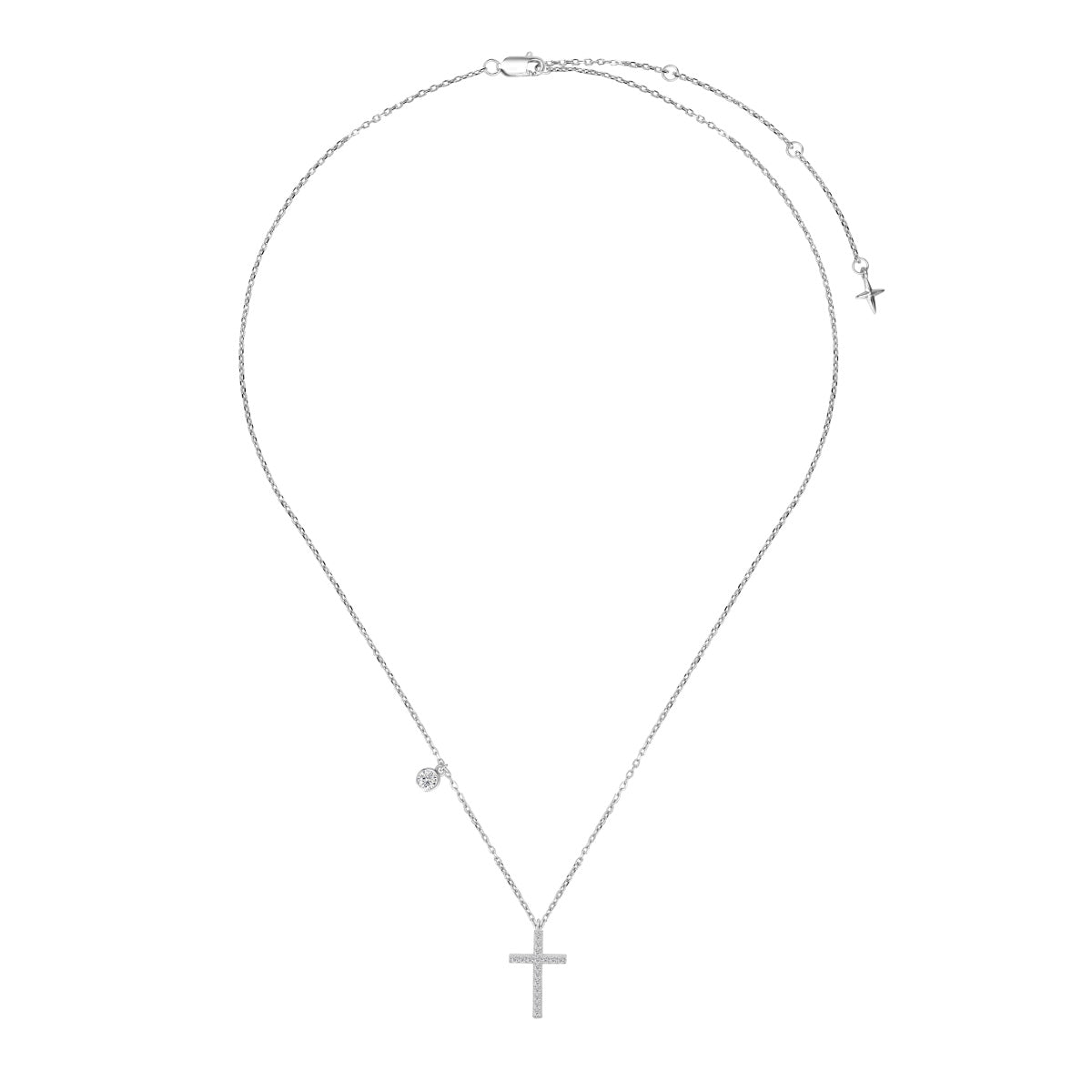 Naszyjnik srebrny rodowany z krzyżykiem i cyrkoniami Celestial Cross