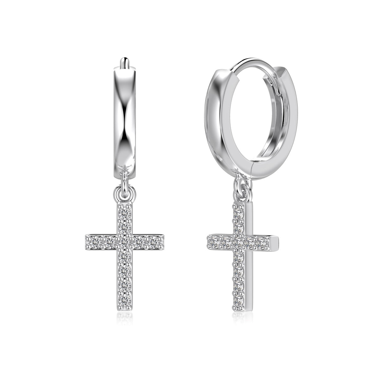 Kolczyki srebrne rodowane z krzyżami i cyrkoniami Celestial Cross