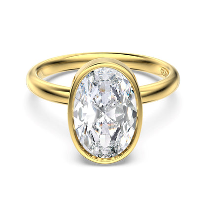 Pierścionek srebrny pozłacany z owalną cyrkonią 4.5ct Oval Bazel