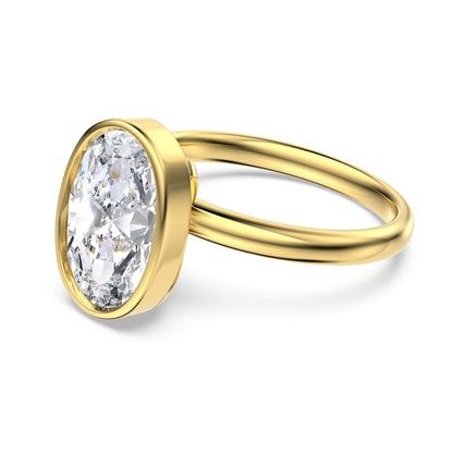 Pierścionek srebrny pozłacany z owalną cyrkonią 4.5ct Oval Bazel