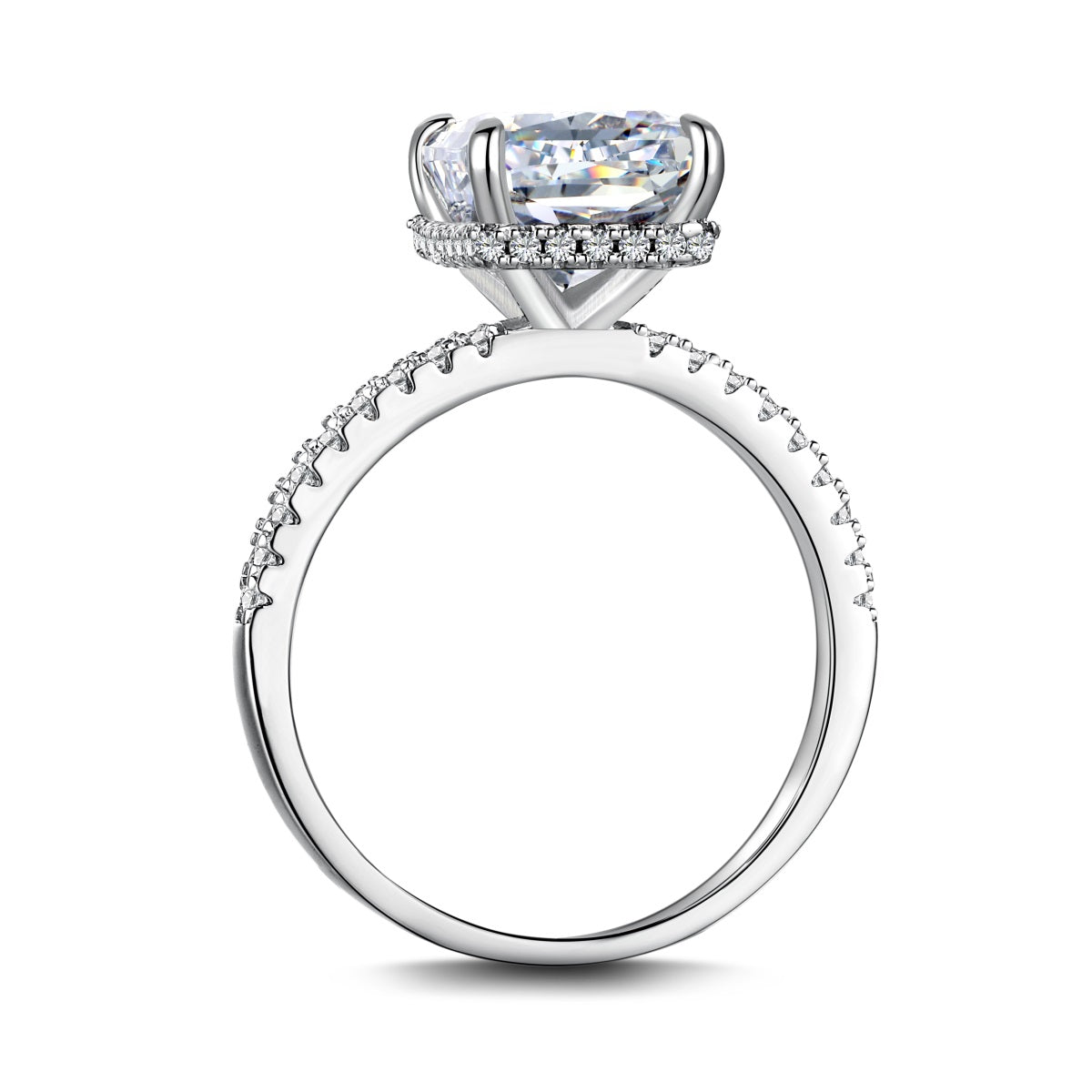 Sterling Silver Rhodium Plated Ring Rectangular 4ct Ice Queen Crystal