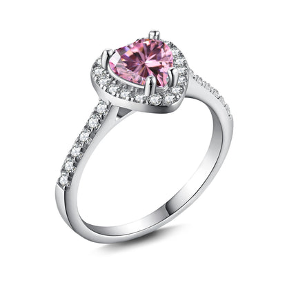 Heavenly Heart Pink Pierścionek S925