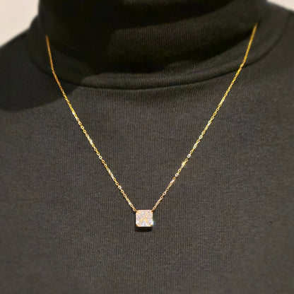 Naszyjnik srebrny pozłacany z kwadratową cyrkonią 3ct Princess Perfection