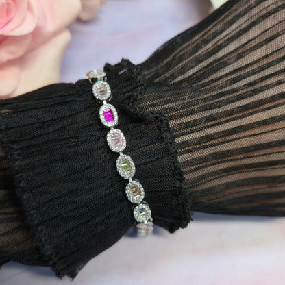 Bransoletka srebrna rodowana z cyrkoniami Coral Empress