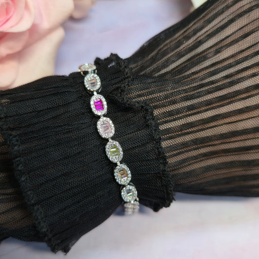 Bransoletka srebrna rodowana z cyrkoniami Coral Empress