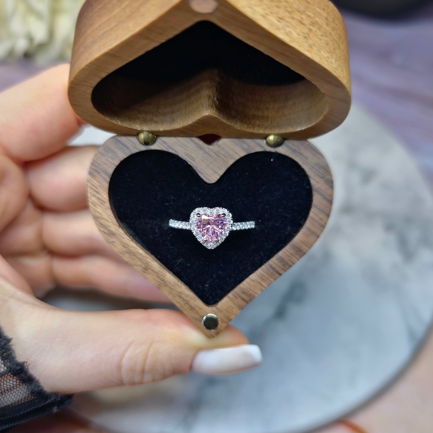 Heavenly Heart Pink Pierścionek S925