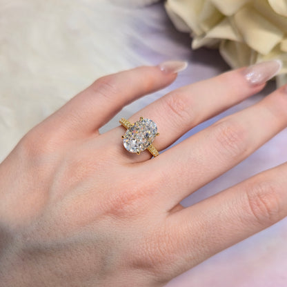 Pierścionek srebrny pozłacany z owalną cyrkonią 4ct Imperial Jewel