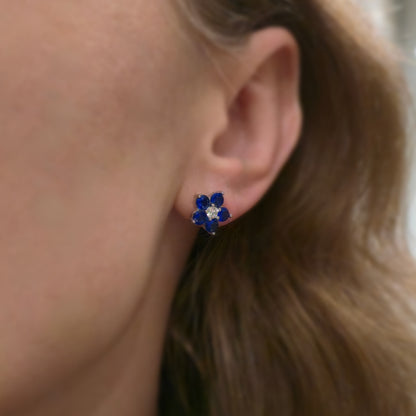 Kolczyki srebrne rodowane z cyrkoniami kwiatki Florisse Bleu