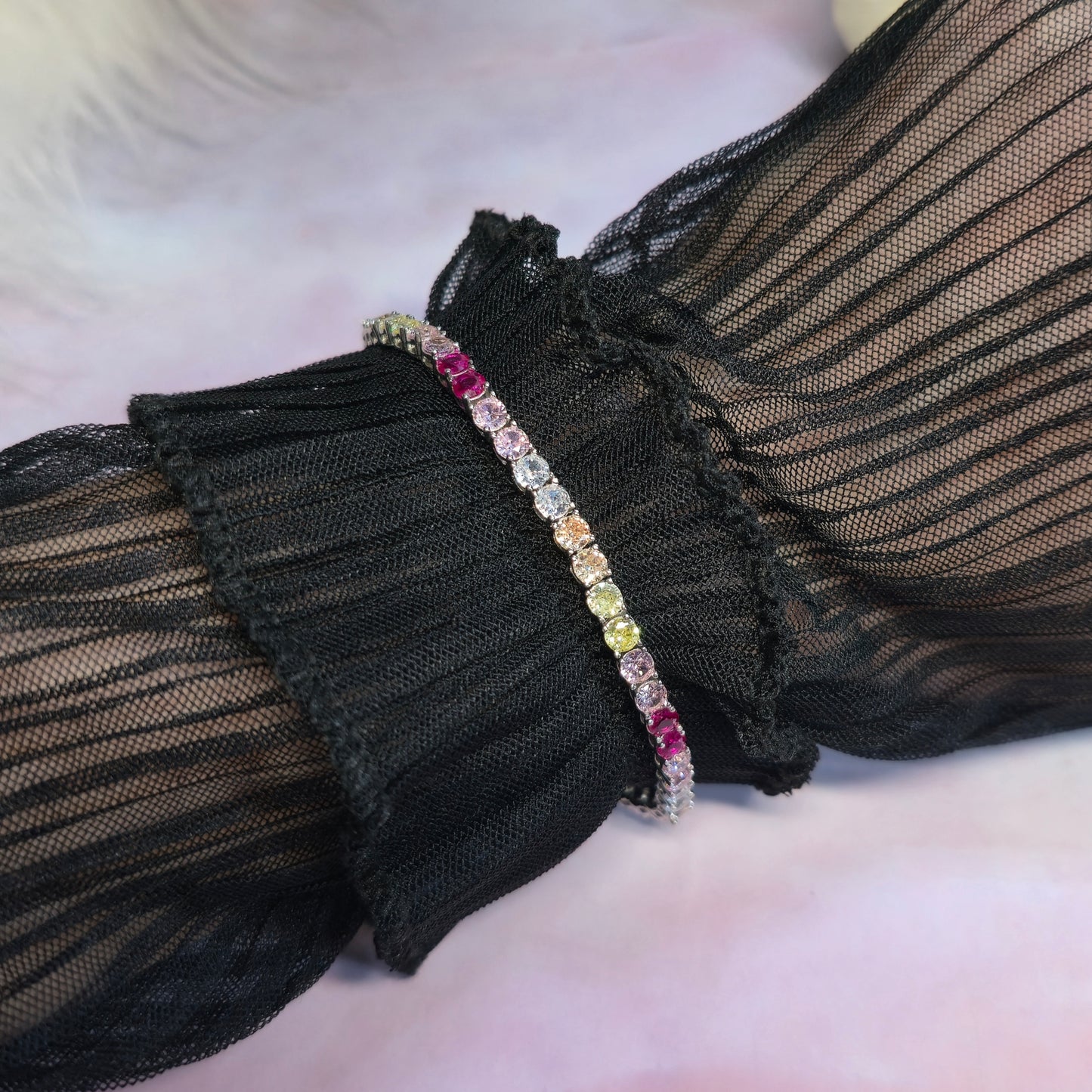 Bransoletka srebrna rodowana tenisowa 3.5mm Coral Obsession