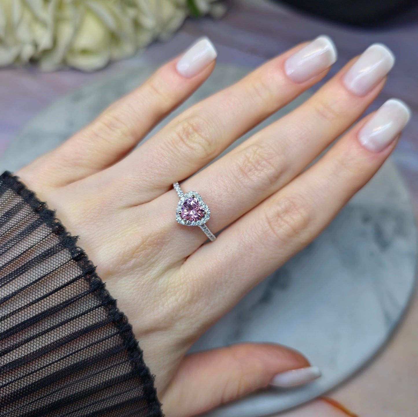Heavenly Heart Pink Pierścionek S925