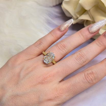 Pierścionek srebrny pozłacany z owalną cyrkonią 4ct Imperial Jewel