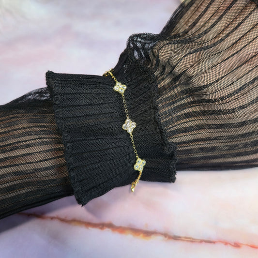 Bransoletka srebrna pozłacana z cyrkoniami Radiant Blossom