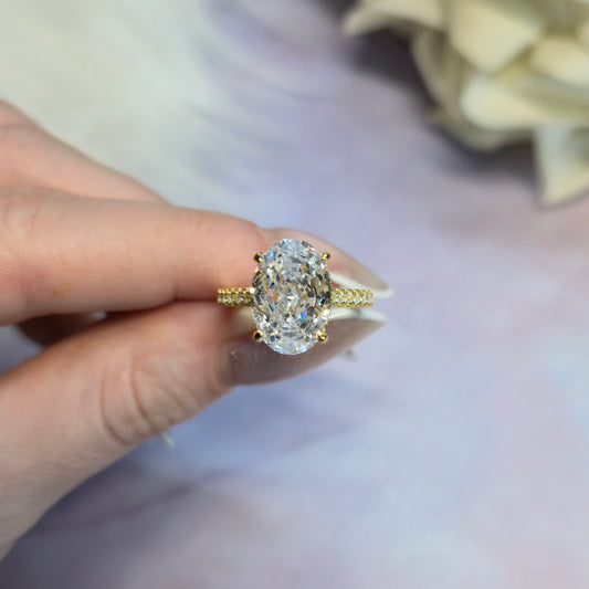 Pierścionek srebrny pozłacany z owalną cyrkonią 4ct Imperial Jewel