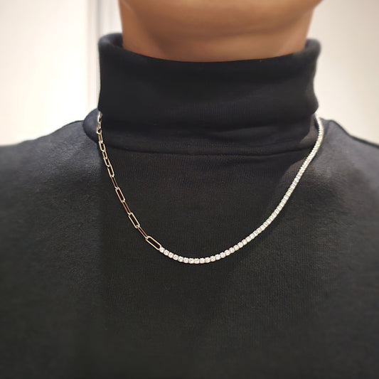 Naszyjnik srebrny rodowany tennis 2mm z łańcuszkiem CEO’s Charm