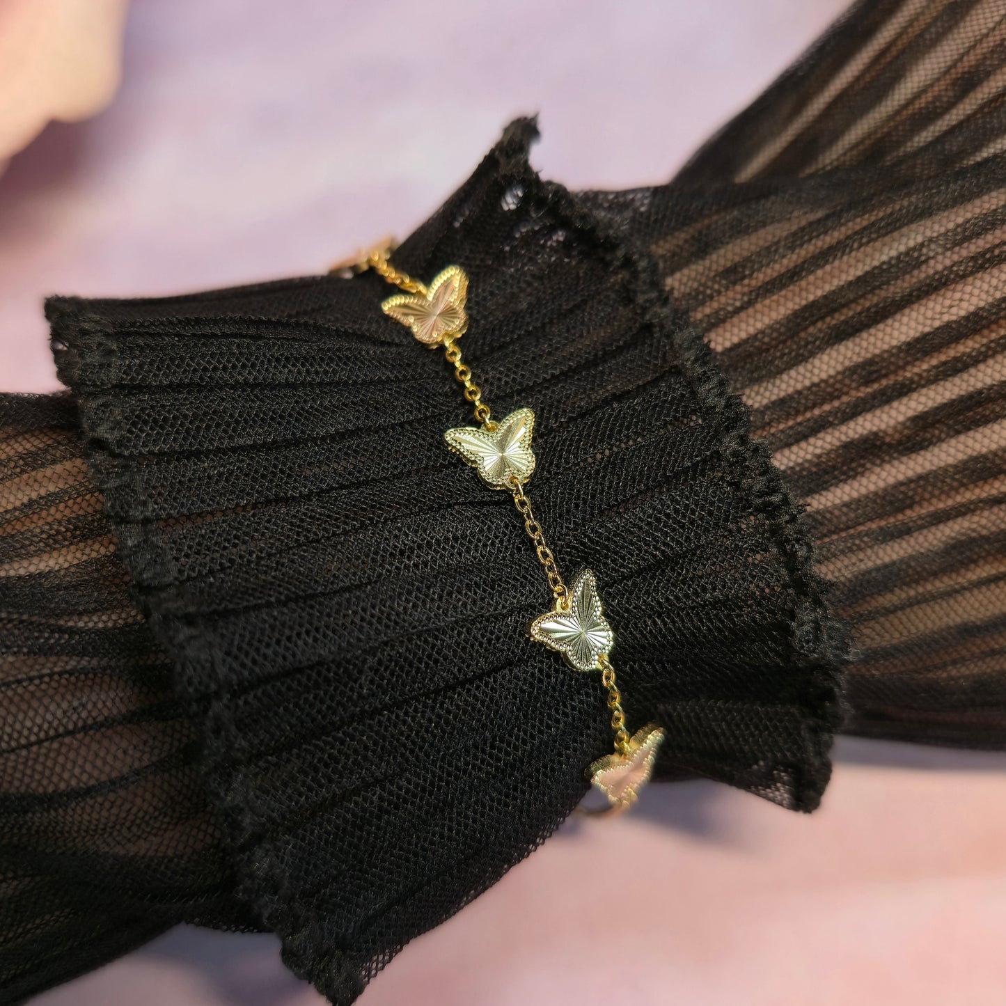 Bransoletka srebrna pozłacana z motylami Papillon Royale