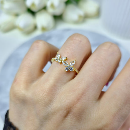 Pierścionek srebrny pozłacany z motylami Butterfly Wings